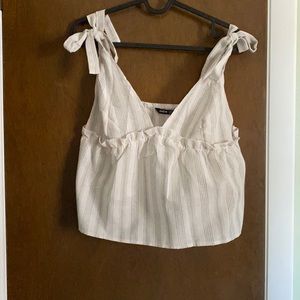 Striped white/gray tank